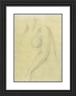 ArtDirect Wright, Joseph 20x24 Black Ornate Framed Art Print with Double Matting Titled: Female Nude Resembling the Medici Venus, Sketch