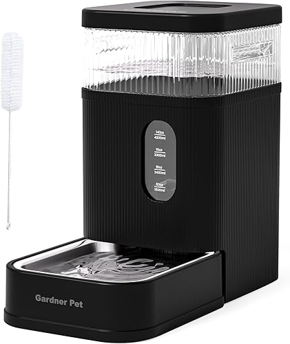 Gardner Pet Dispensador automático de agua para perros, bebedero por gravedad con cuenco de acero inoxidable, dispensador de agua de gran capacidad