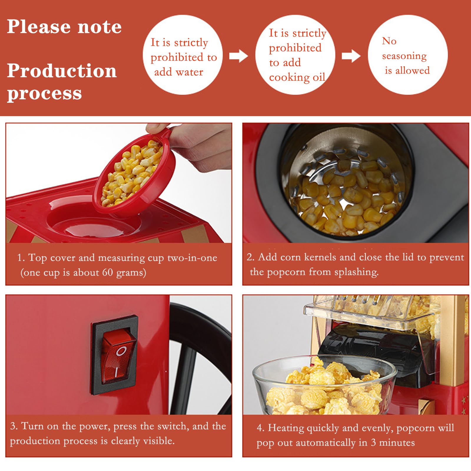 Macchina Elettrica per Popcorn, Design retrò Rosso, Senza Grassi per La Casa, Feste, Cinema, Bambini, Amici, Regali Creativi per La Famiglia
