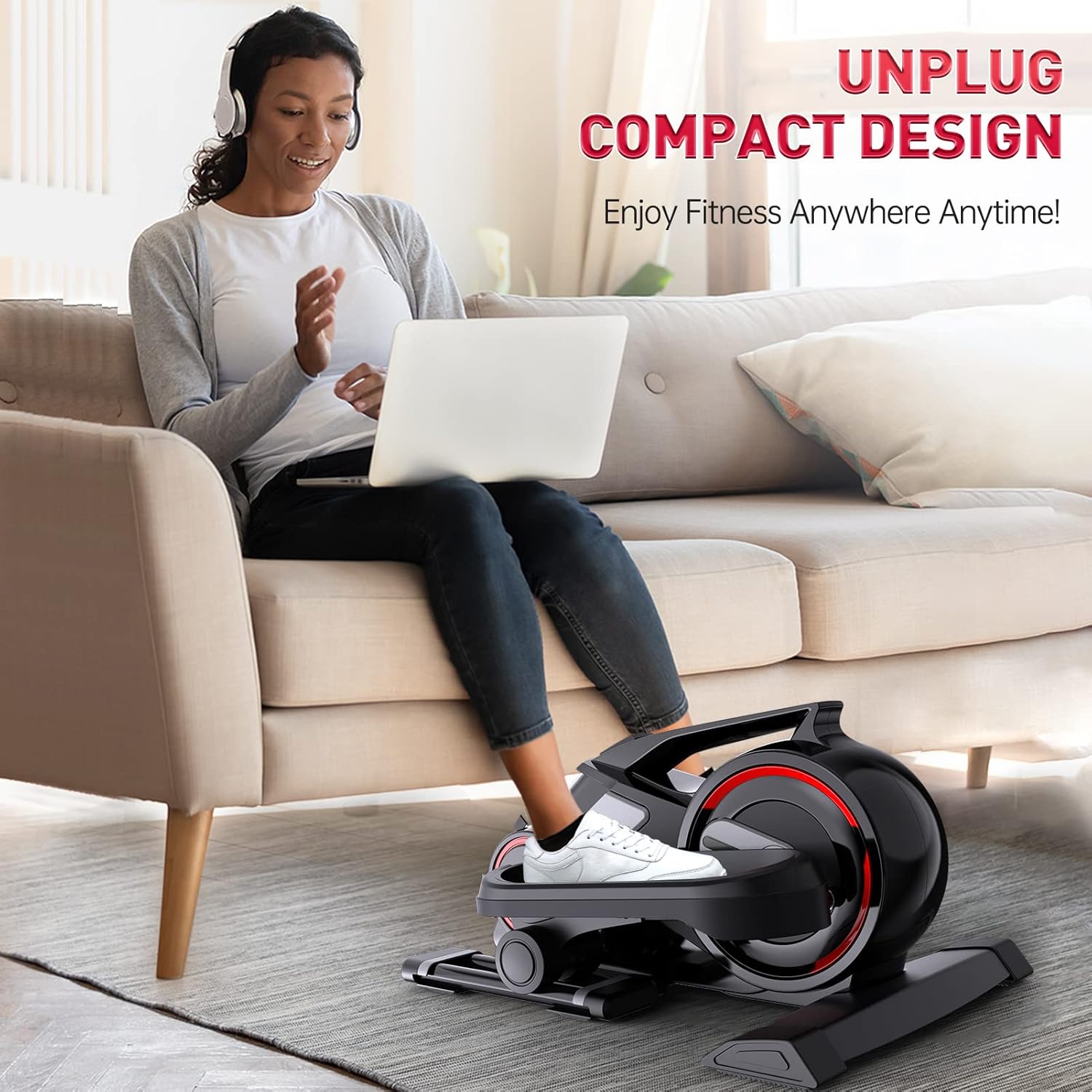 JOROTO Under Desk Bike Pedal Exerciser Standing & Sitting Mini Desk Elliptical for Home Office, Desk Cycle Exerciser with Unique Design