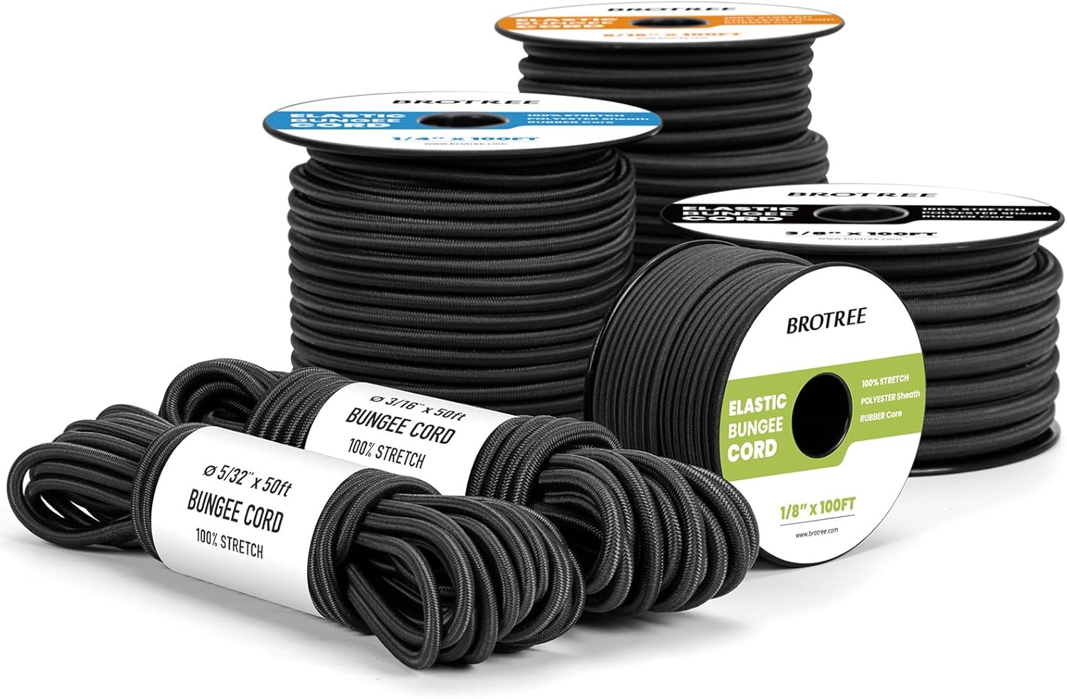 Bungee Cord Elastic Shock Cord 1/4" x 10' Bungee Rope for DIY, Tie Downs, Kayak and Outdoor - Black