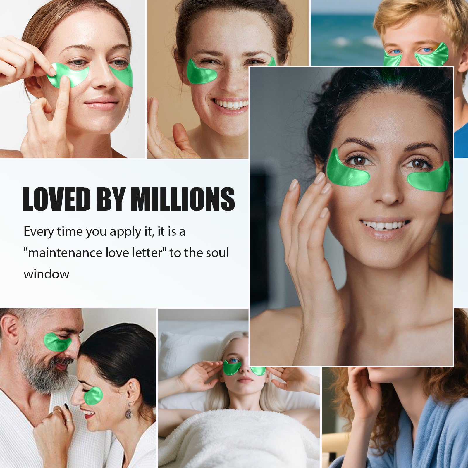 60 Pcs Maschera Occhi di Aloe Vera,Collagene Patch Occhi, Patch Occhi Antirughe Donne e Uomini, Patch Occhiaie e Borse, Rimuovi Borse e Puffiness, Contorno Occhi Idratante (verde)
