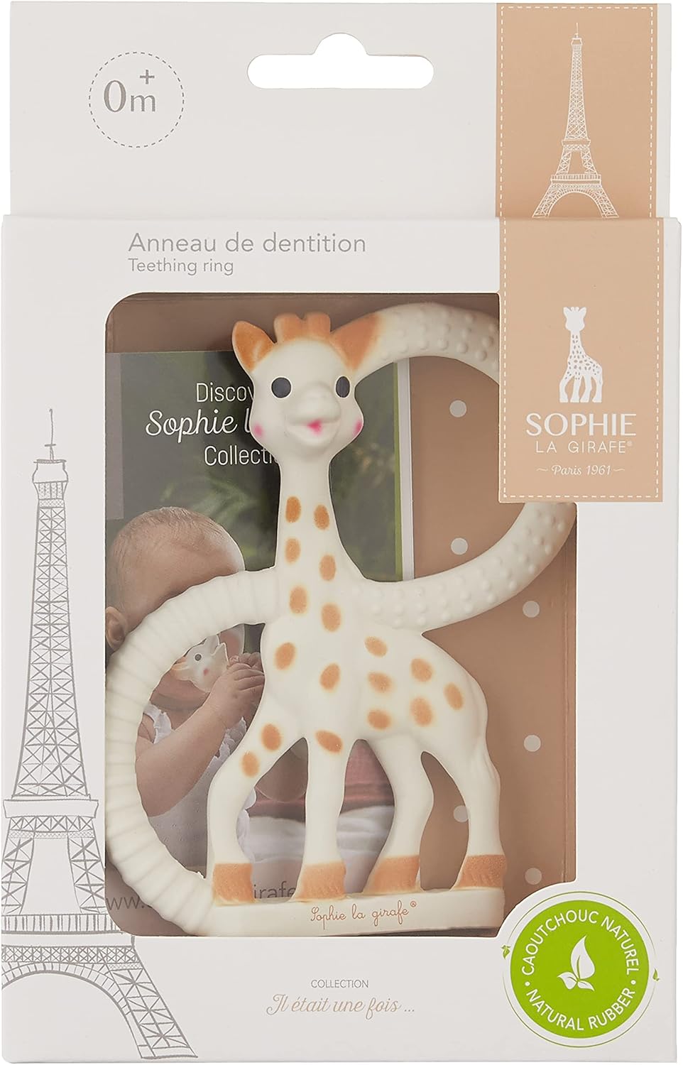 Sophie the giraffe Teething Ring, Brown/ White Baby