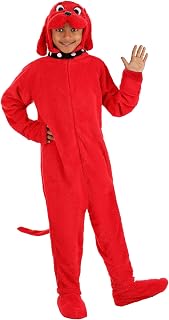Kid's Clifford the Big Red Dog Costume - Hooded Jumpsuit with Booties, Kids Storybook Character Outfit