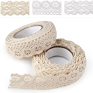 ASTARON Selbstklebende Spitze, Spitzenband im Vintage-Stil, Beige, selbstklebendes Zierband, Spitzenband, für Handwerk, Hochzeit, Dekoration, Scrapbooking, Geschenkbox(Stil A – Beige)