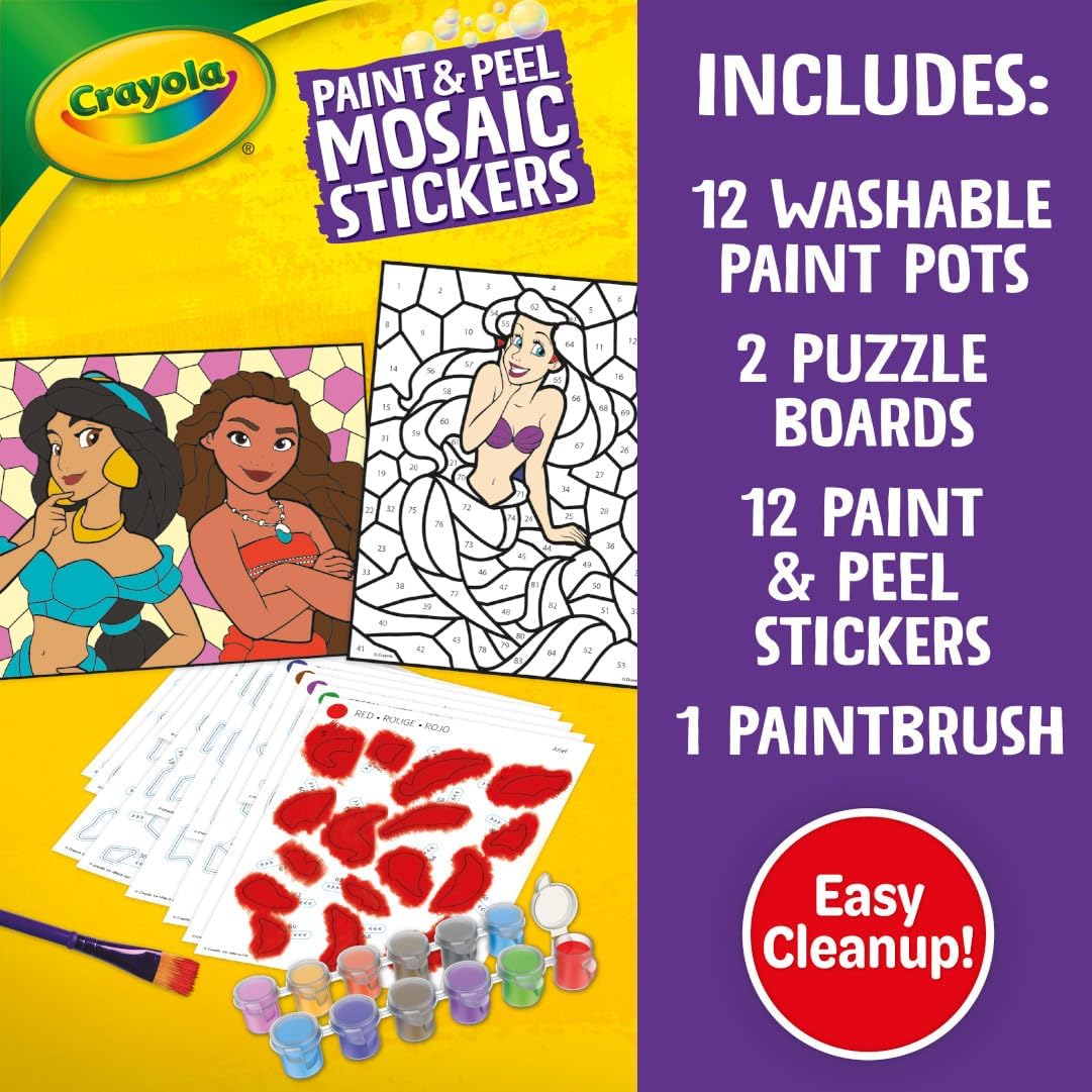 Crayola Mosaic Stickers (20+ Pcs), Peel & Paint by Number, Kids Washable Arts & Crafts, Sticker Sheet