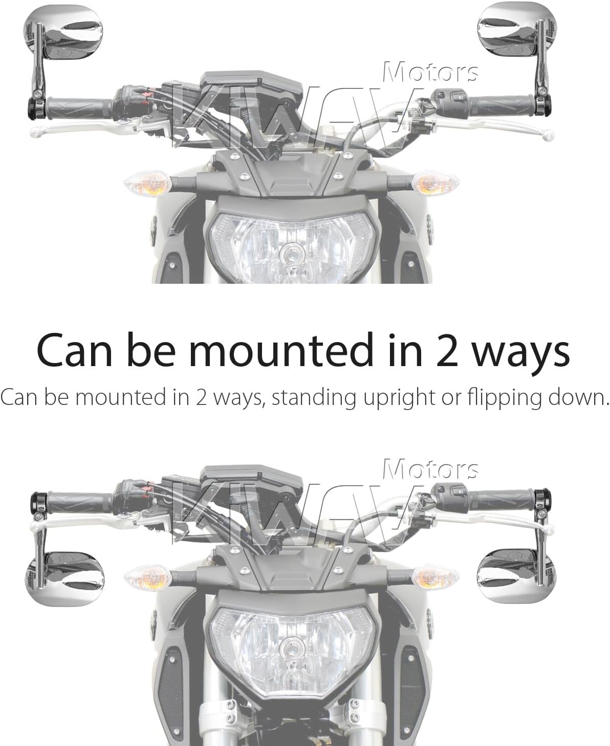 KiWAV スターク クロム バーエンドミラー ヘビーウェイト 7/8インチ