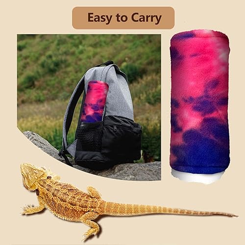Reptile Sleeping Bed Lizard Leash Harness Wings Set Bearded Dragon Sleeping Bag with Blanket Pillow Reptile Accessories Warm Cotton Nest Hide Habitat Shelter for Guinea Pig Rat Hamster(TieDye + White)