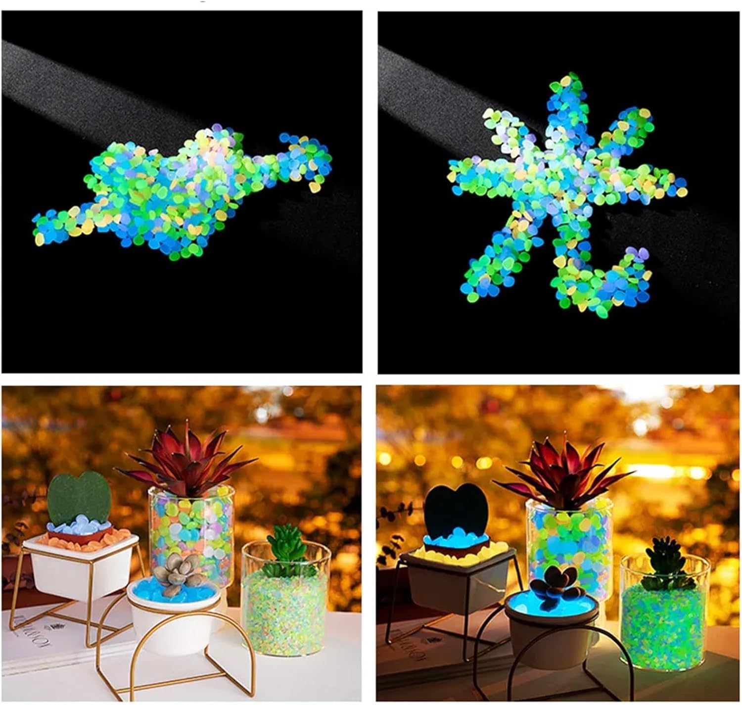 Glow in The Dark Garden Pebbles Stones Rocks 600 Pcs Glow in The Dark Pebbles Water Tank Luminous Stones Garden Path Aquarium Glowing Outdoor Decorations(Rose)