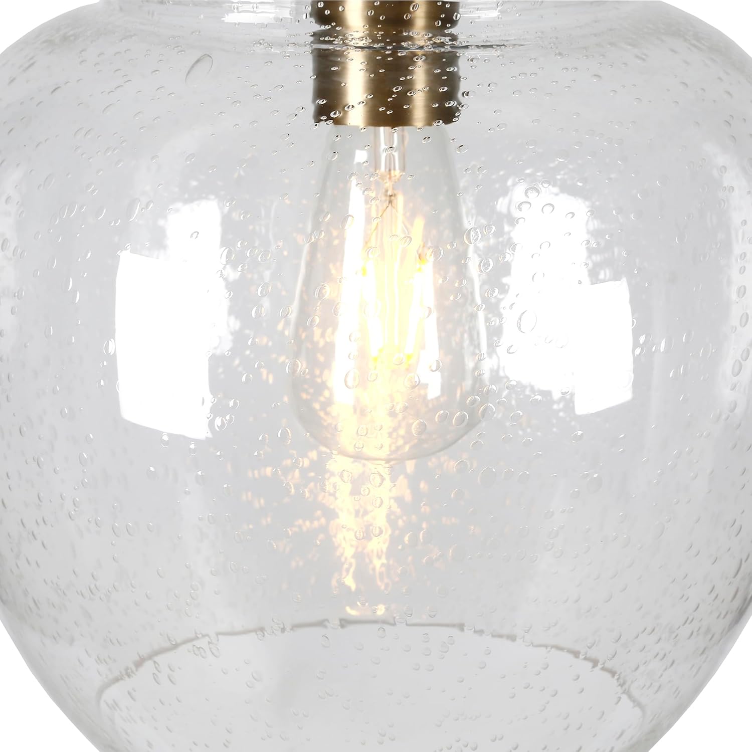 Henn&Hart 70'' Mid-Century Modern 1-Light Floor Lamp with Seeded Glass Dome Shade for Living Room, Bedroom, or Office, Brass