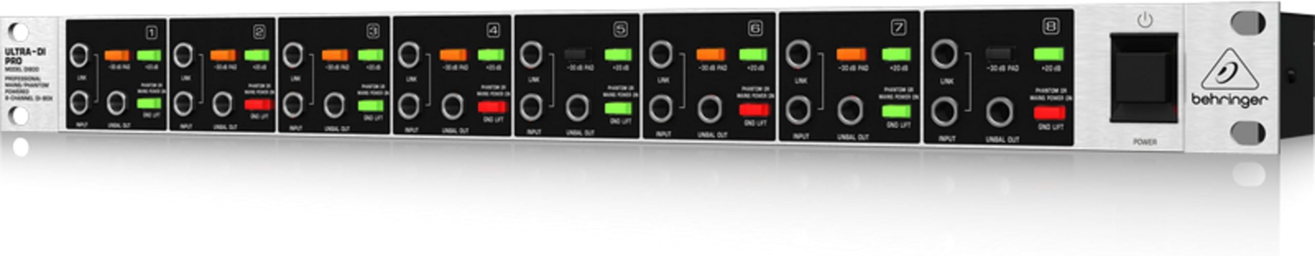 Behringer Ultra-Di Pro Di800 Professional Mains/Phantom Powered 8-Channel Di-Box