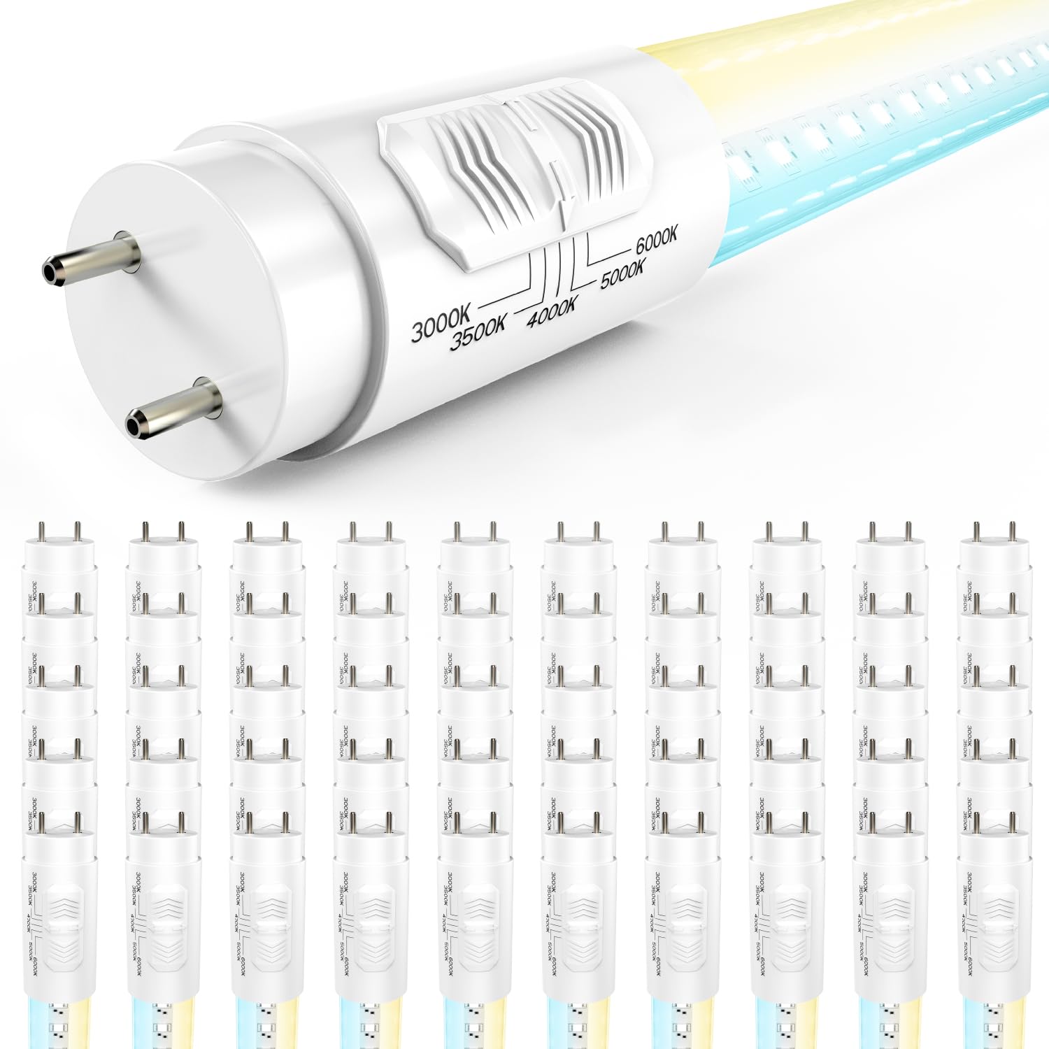 Sunco 50 Pack T8 LED Bulbs 4 Foot 48 Inch Tube Light Bulb Fluorescent Replacement Single Double Ended