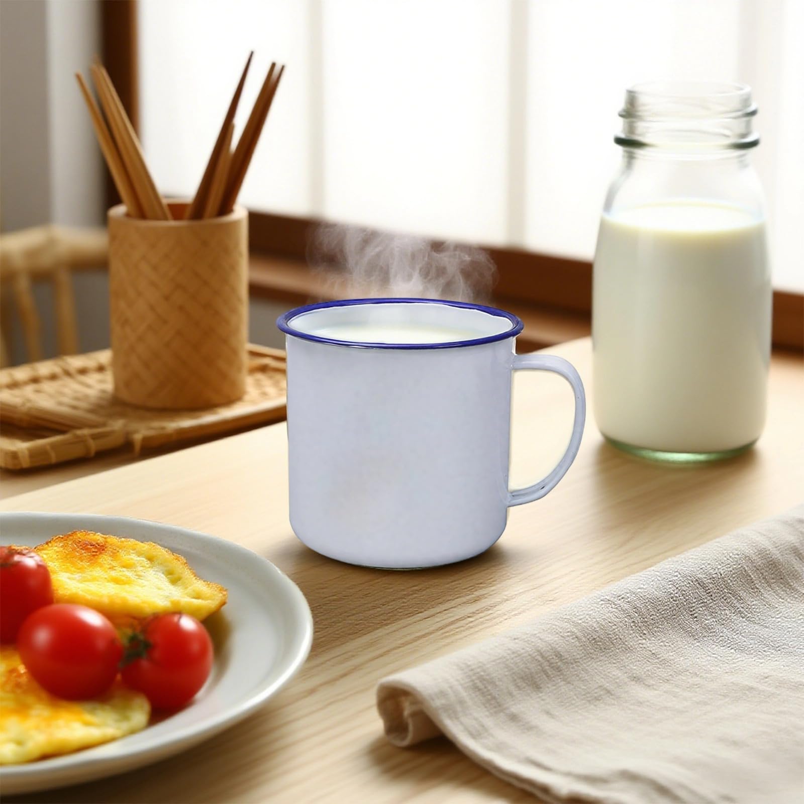 Emaillebecher, Retro Kaffeebecher aus dicker Emaille, 3,1 in / 8 cm Höhe, Teebecher für heiße und kalte Getränke, 3,6 in / 9,2 cm Durchmesser, Campingbecher für Zuhause und Büro, Geschenkbox