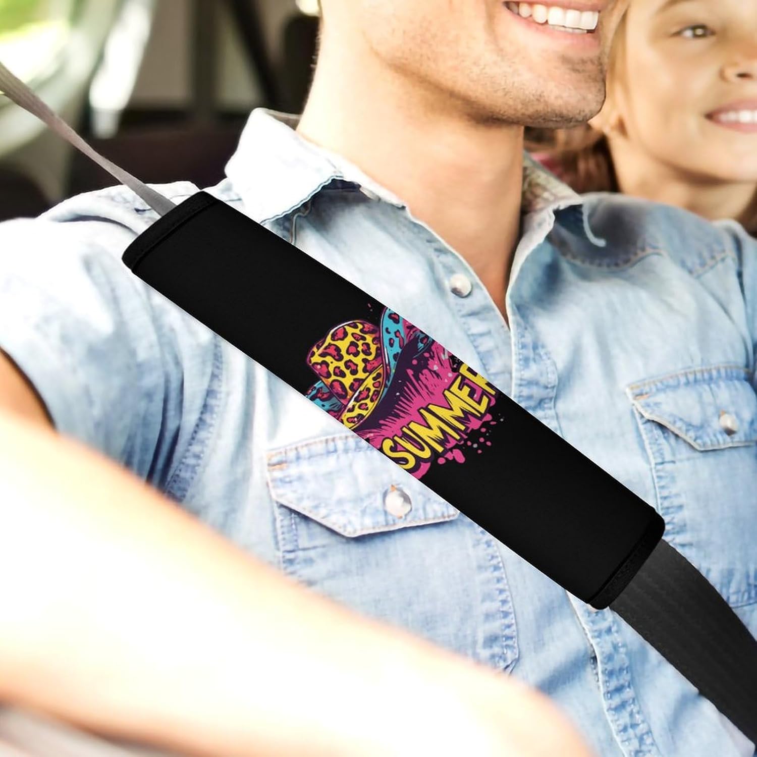 Leopard Hat Car Seat Strap Covers Soft Seat Strap Shoulder Pads Seatbelt Covers for All Car Seats 1PCS