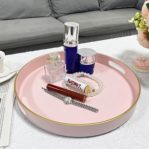 Miniatura 99 de Bandeja decorativa azul para mesa de café, bandeja redonda de plástico con cuentas para encimera de cocina, otomana, sala de estar (13 pulgadas)