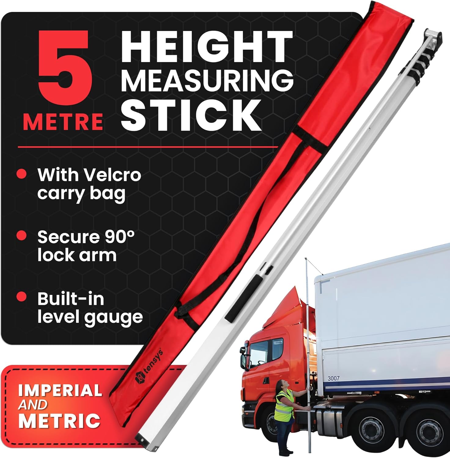Telescopic Height Measuring Stick - Folding 5m Steel Pole