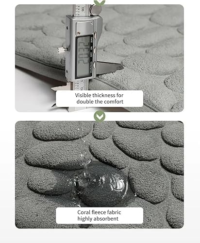 Miniatura 6 de Uthopia Tapete de baño de espuma viscoelástica, súper absorbente de agua, lavable a máquina (gris)