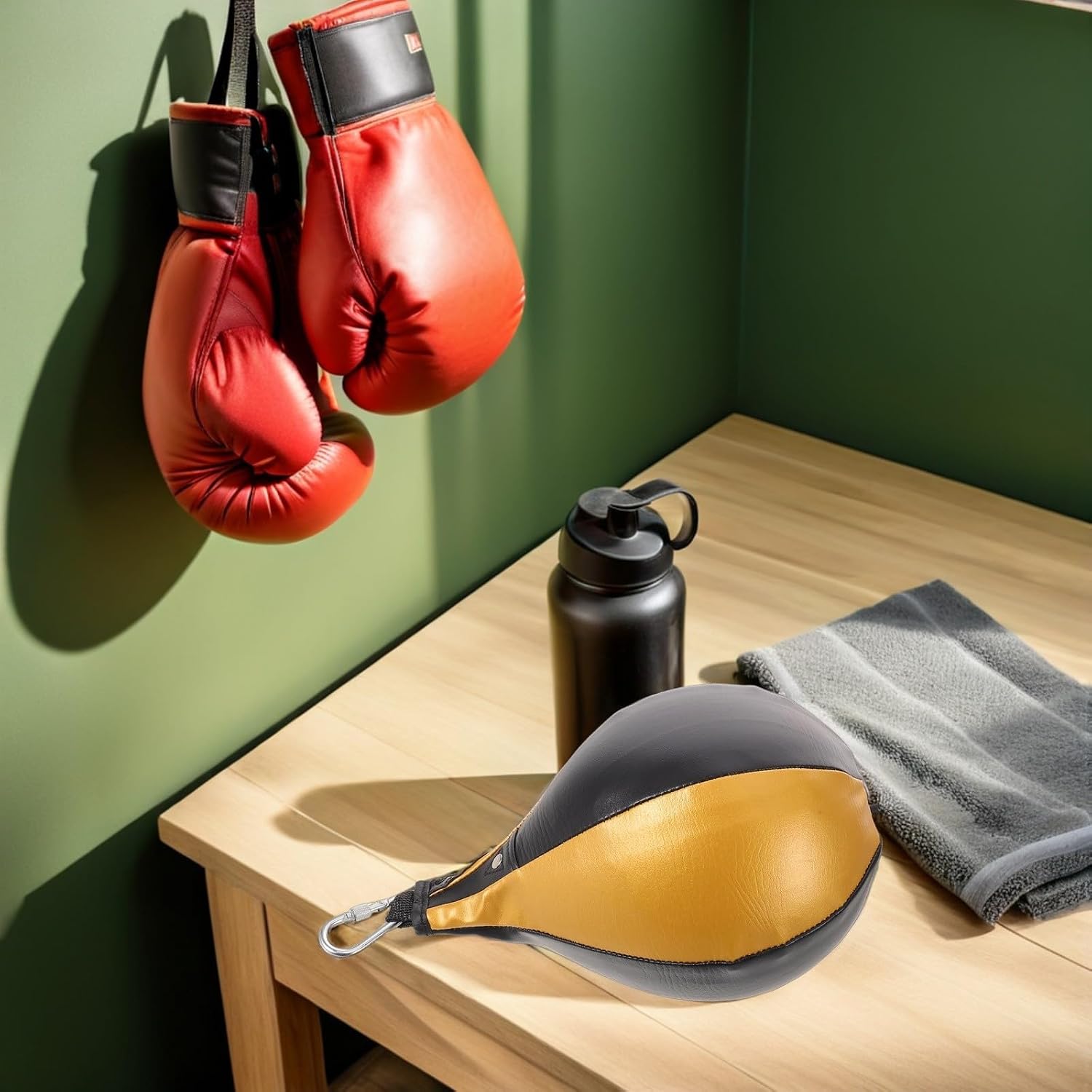 VICASKY Boxing Speed Punch Bag Pu Leather Material Pear-Shaped with Easy Installation and Shock-Absorbing Suspension, for Enhanced Reflex and Hand Protection for Home and Gym Training