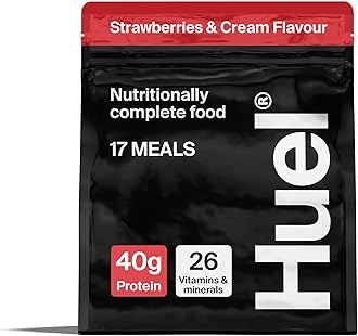 Huel Black Edition High Protein Complete Meal Replacement, 17 Meals, Strawberries & Cream Flavour, 40g of Protein Per Serving, Ready Meals, Vegan Protein Powder, Gluten-Free, Non-GMO