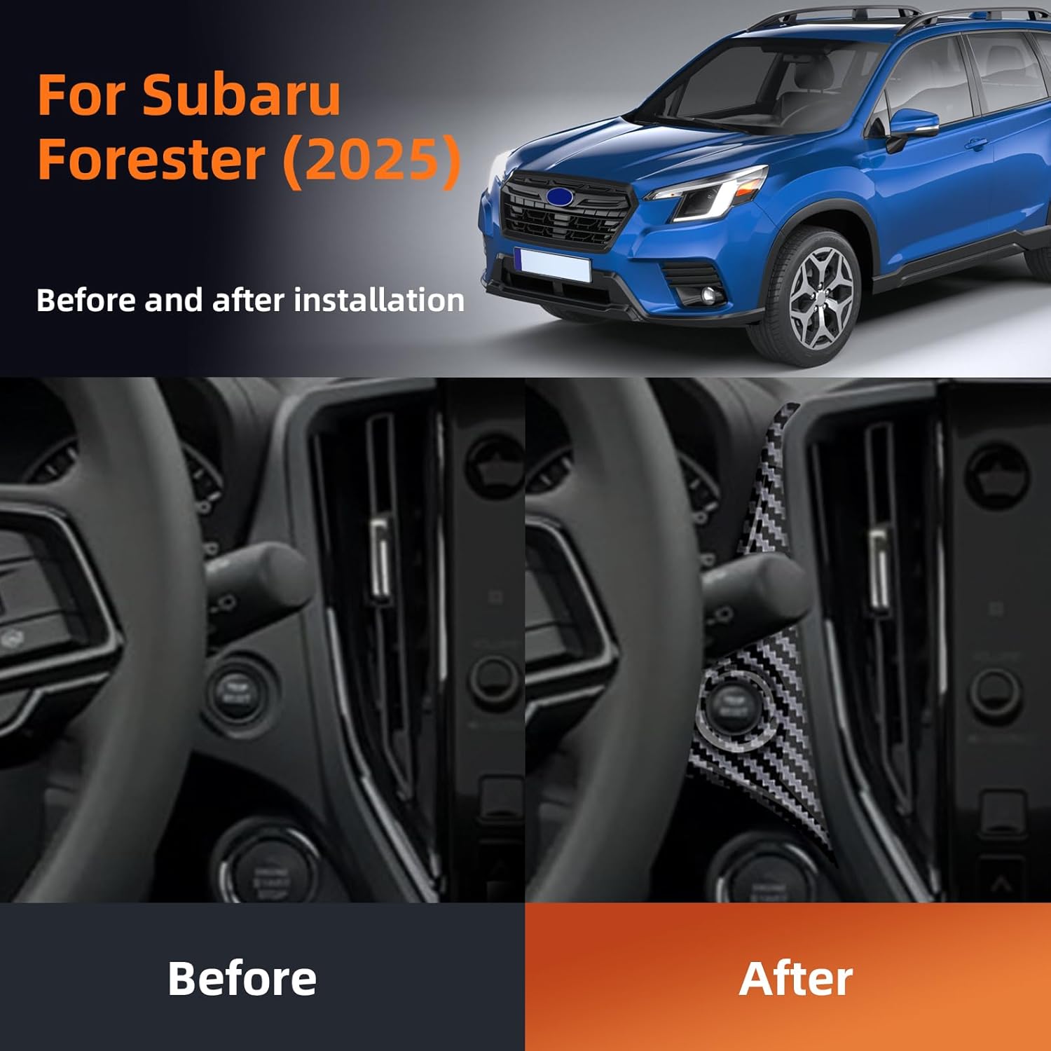 Center Console Start-Stop Button Frame Cover Car ABS Carbon Fiber Style Trim Cover for 2025 Subaru Forester Accessories