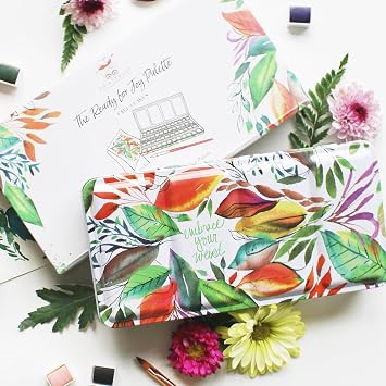 Fall Leaves-Kristy Rice Collectible Artist Watercolor Palette Empty Paint Tray & 48 Watercolor Pans- Sturdy Empty Palette Tin-Travel Watercolor Palette & Lid-Watercolor Tin Fall Leaves