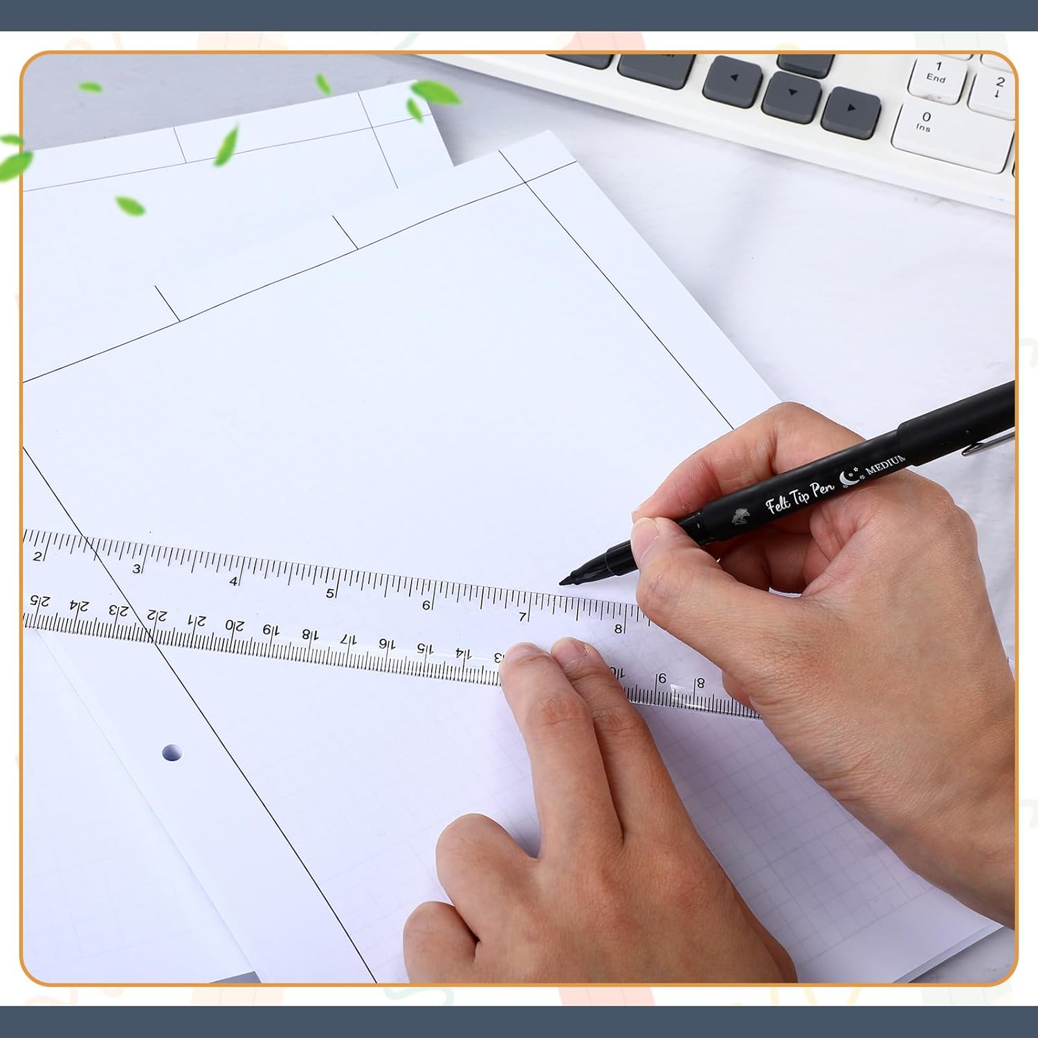 8パック エンジニアリングペーパーノートグラフペーパーパッド 8.5 x 11インチ エンジニア計算パッド プラスチック定規付き 1