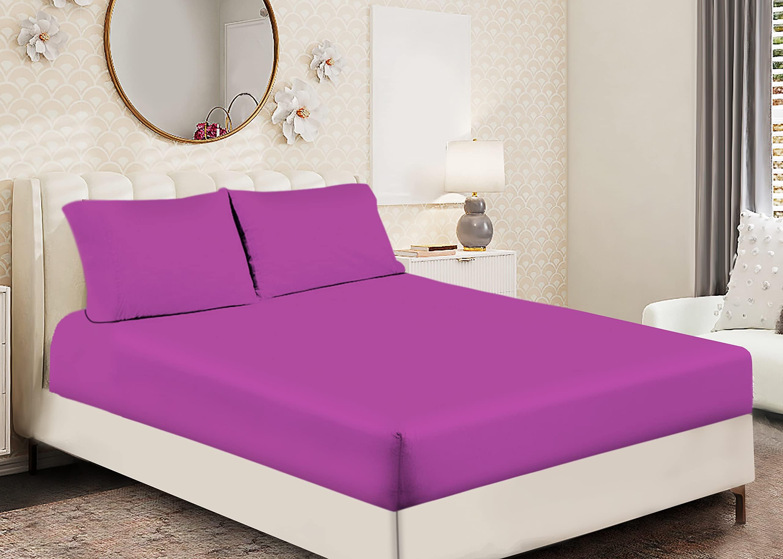 Bunk Bed 200TC 100% Egyptian Cotton Bunk Bed Fitted Sheet 2ft 6" (76cmx191cm) Caravan Campervan - Small Single Bed (Bunk Bed Fitted Sheet, Fuchsia)