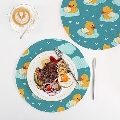 Miniatura 4 de 3 Pcs Extra Large Trivet Blue Green Ducks Clouds for Hot Pots and Pans 15in Cotton Thread Weave Heat Resistant Hotpads for Microwave Stove