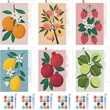 GHHKUD 6 Pack Fruit Theme Paint by Numbers Kits for Adults, DIY Painting by Numbers for Adults Lemon Strawberry, Easy Painting on Canvas Arts Gifts for Home Decor 30x20cm