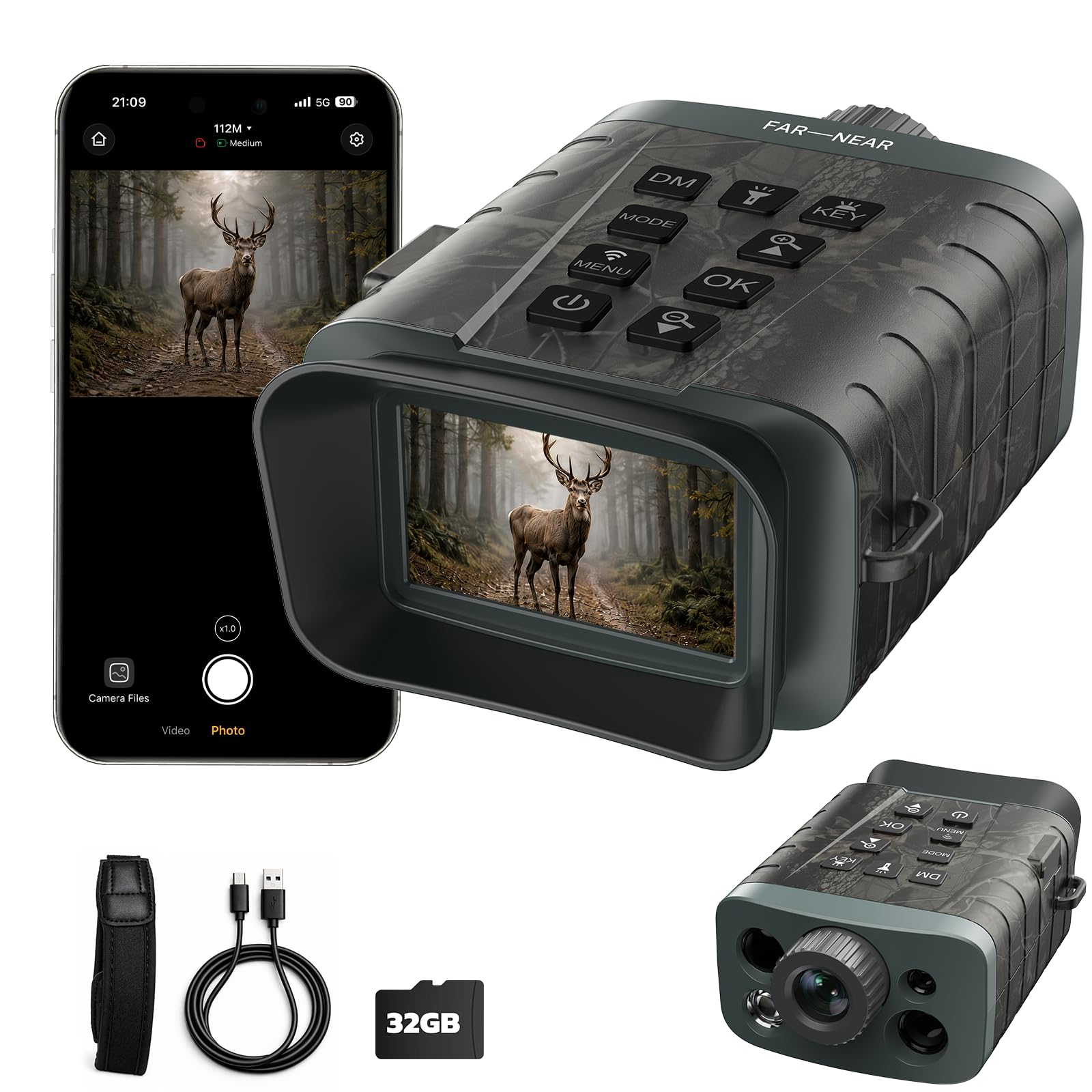 4K Night Vision Binoculars with Rangefinder, WiFi, 1200Yd Measuring Range | 1968Ft Night…