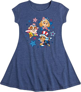HYBRID APPAREL - Paw Patrol - Americana - 4th of July Pup Stars - Toddler & Youth Girls Fit & Flare Dress