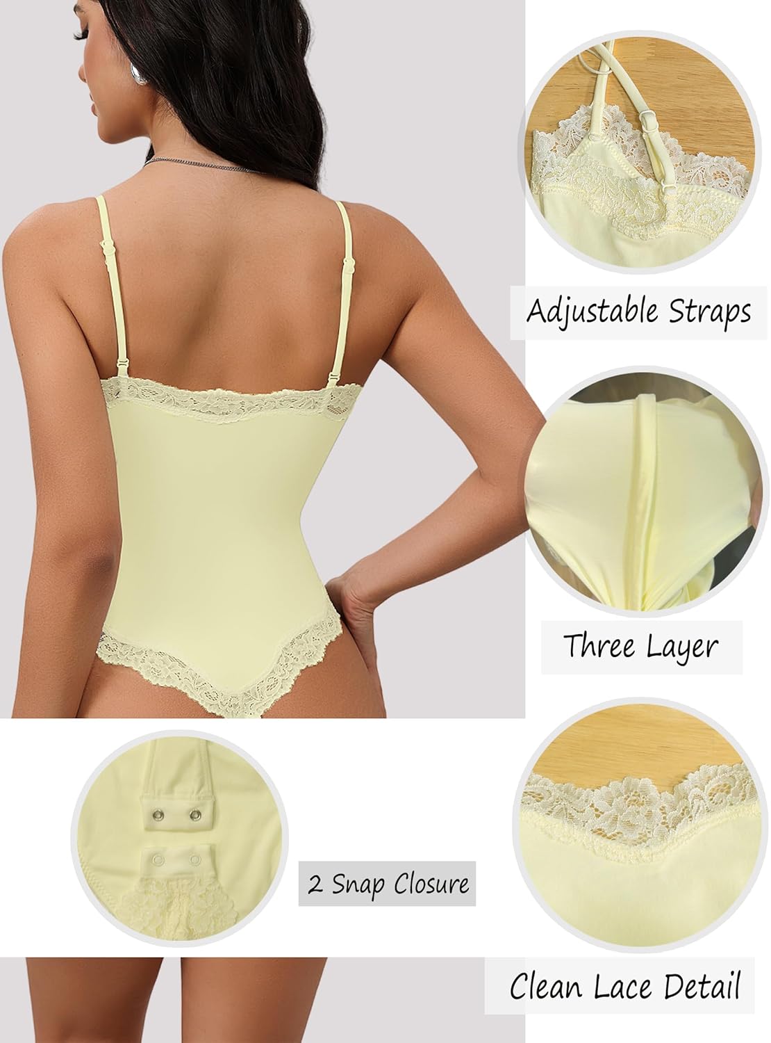 Starrylion Lace Body Suit Square Neck Tops for Women Sleeveless Spaghetti Strap Tank Top Bodysuits for Women Sexy Jumpsuit - Image 5