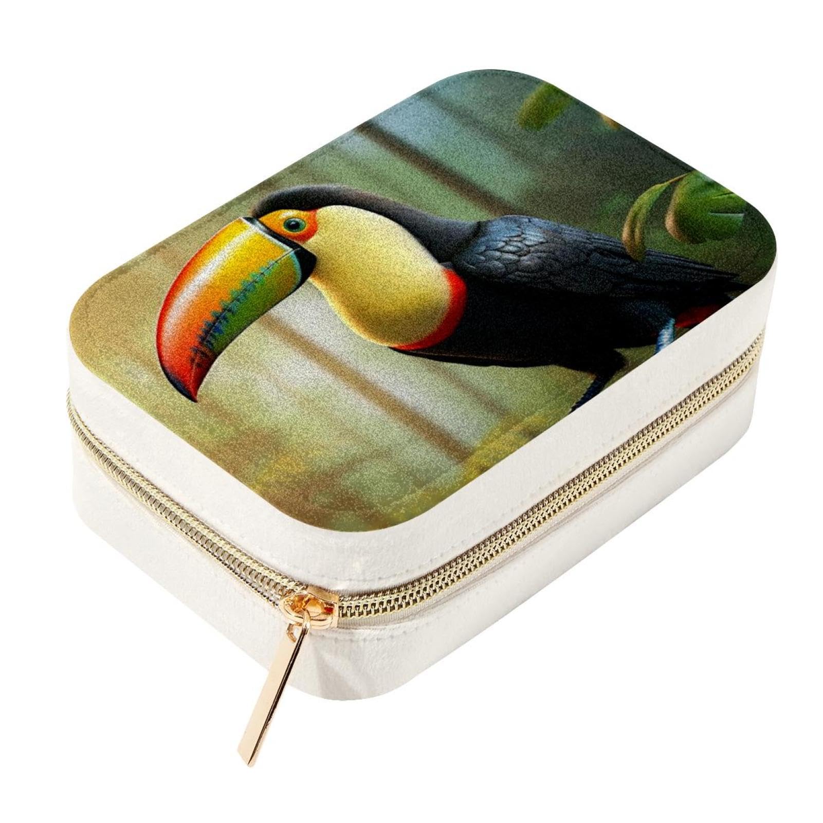 Boîte à bijoux de voyage Toucan, le cadeau idéal en velours pour elle