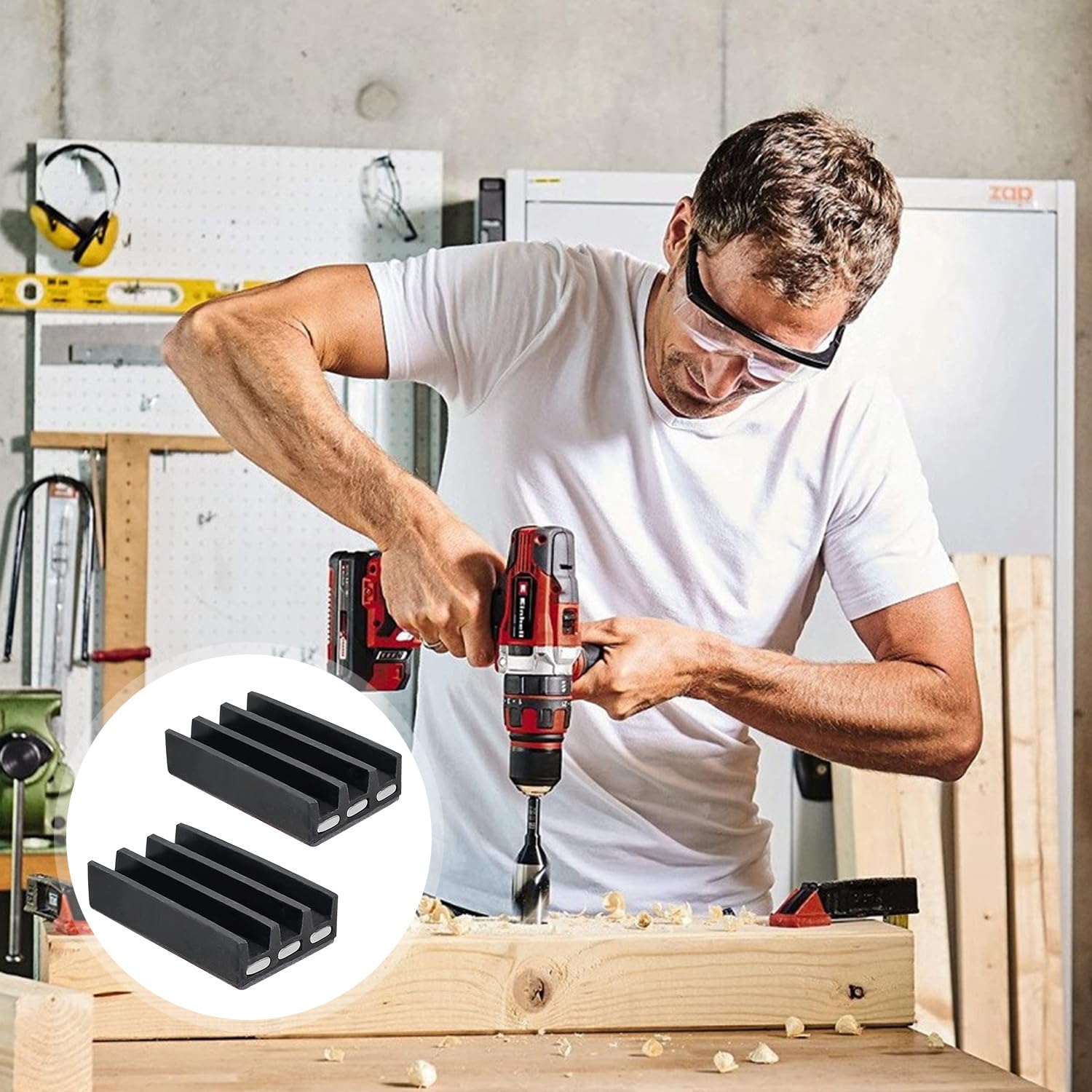 2 Stück Magnetische Bit Halter, Kleberückseite Magnetstreifenverstärkung, Starker Halt für Bohrer, Kompatibel Mit den Meisten Bohrmaschinen und Schraubendrehern (Schwarz)