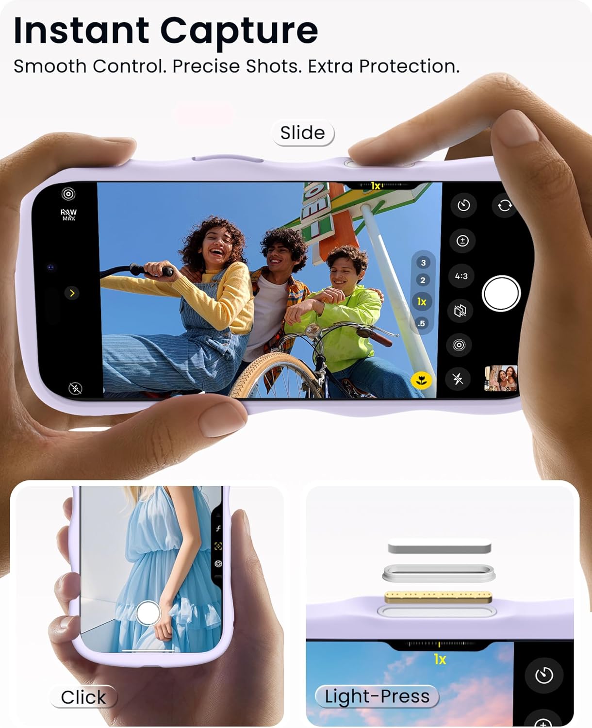 ORNARTO for iPhone 17 Wavy Case, Cute Curly Wave Edge Design, [Camera Control Button - Compatible with MagSafe], Stylish Shockproof Liquid Silicone Phone Cover, Purple