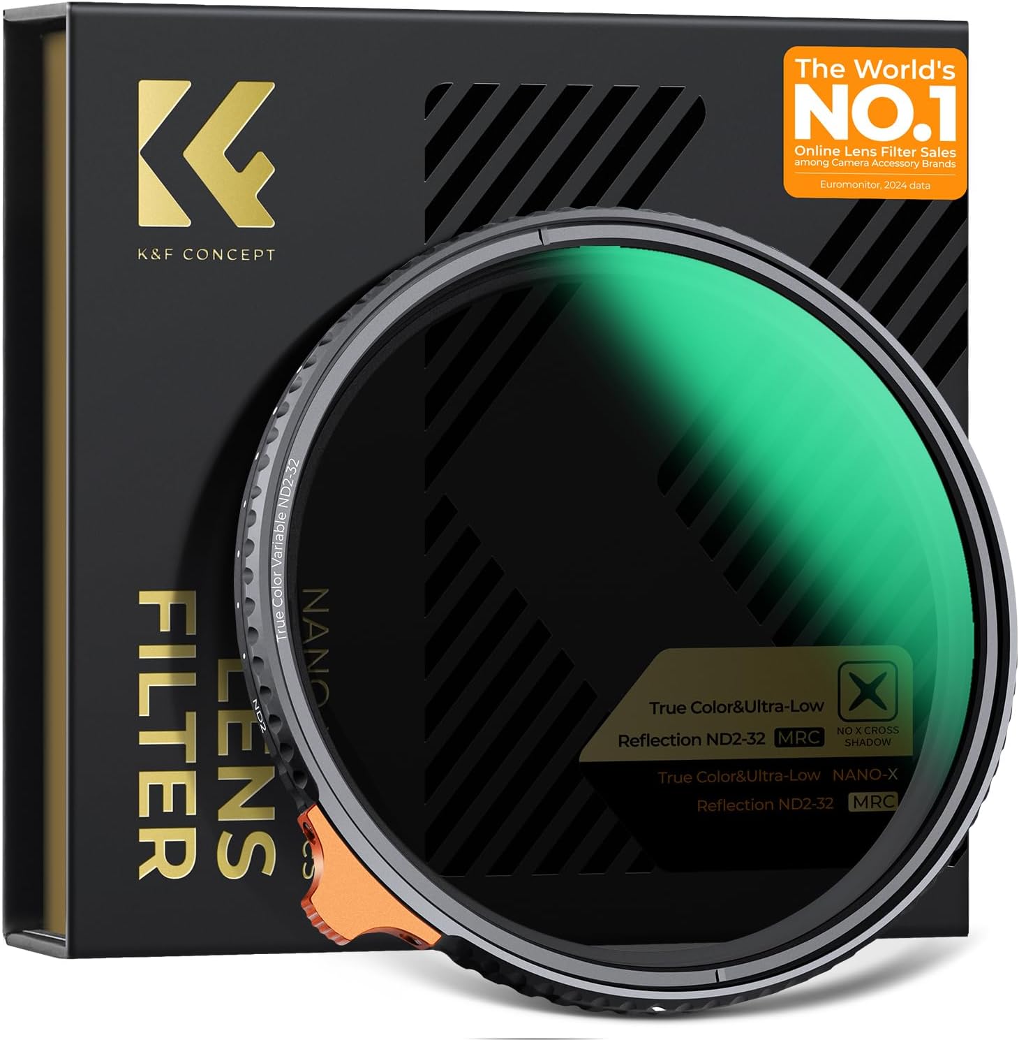 K&F CONCEPT 58mm True Color & Ultra Low Reflectivity ND2-32 | (1-5 Stops) Variable Neutral Density ND Lens Filter with 28 Multi-Layer Coatings (Nano-X Series)