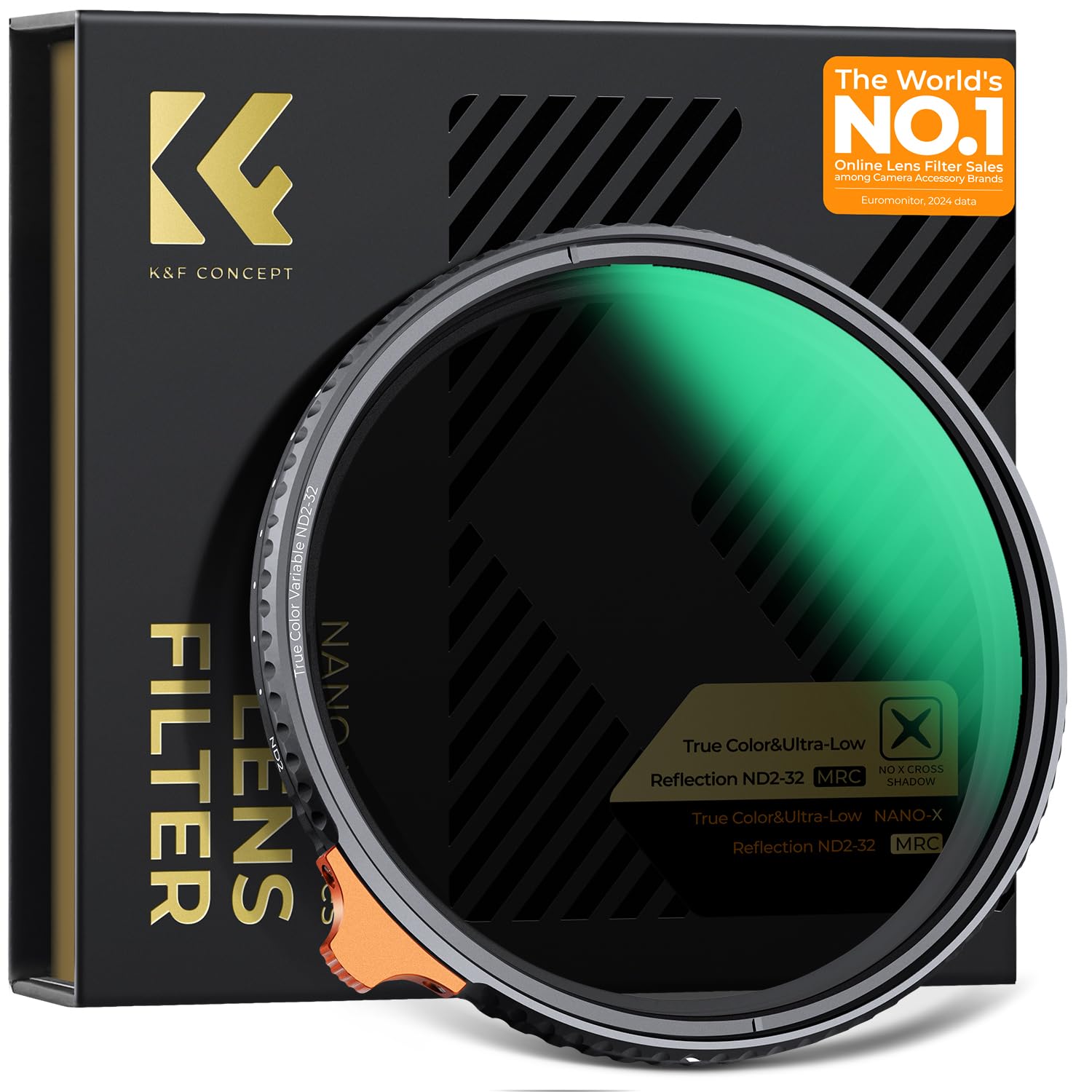 K&F CONCEPT Ultra-niedrige Reflexion & Ture Color ND Filter 67mm Variabler ND2-32 Graufilter (1-5 Blendenstufen)(Nano Xcel)