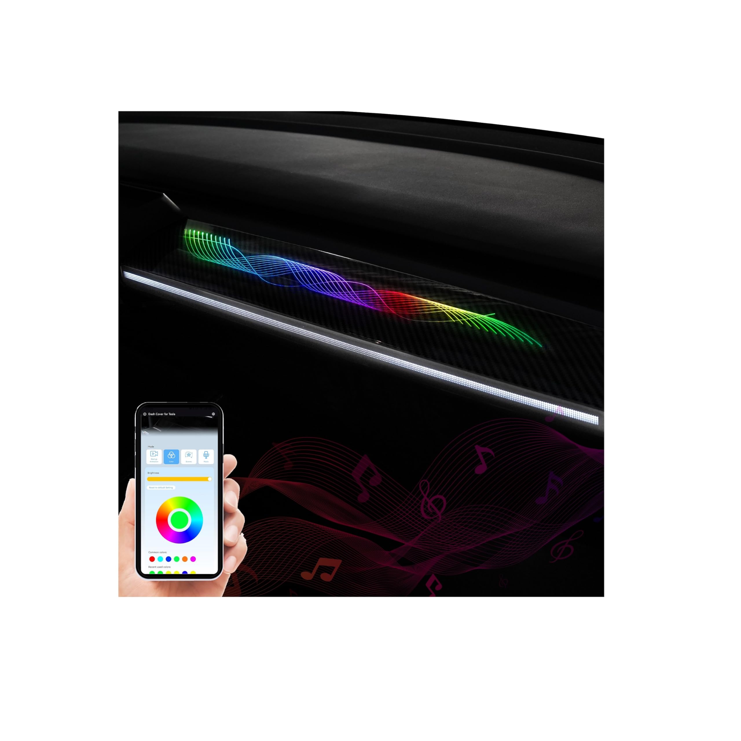 Accesorios interiores Tesla Model Y luces LED neón para consola central 8