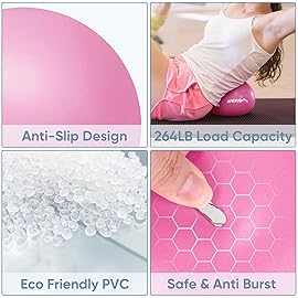 APEXUP Yoga Ball Exercise Ball, Heavy Duty Pilates Ball for Fitness, Balance, Core Workout, Physical Therapy (XXS (9) 23cm, Fuschia)