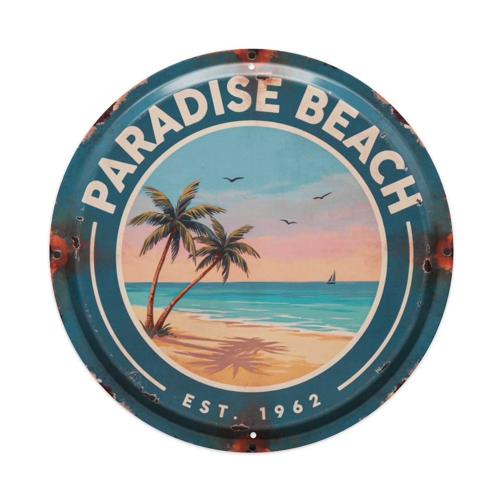 Retro-Beach-Sign Metal Tin Sign Plaque