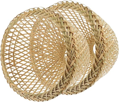 ARTIBETTER 2 piezas de pantalla tejida de tejido de iluminación de ratán colgante de luz de mimbre cesta lámpara lámpara lámpara colgante cubierta