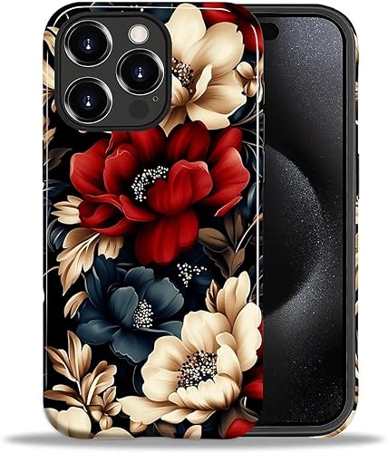 Miniatura 120 de Funda para iPhone 11, carcasa dura a prueba de golpes + silicona suave 2 en 1 híbrida, parachoques a prueba de caídas - Vidrio manchado con flores
