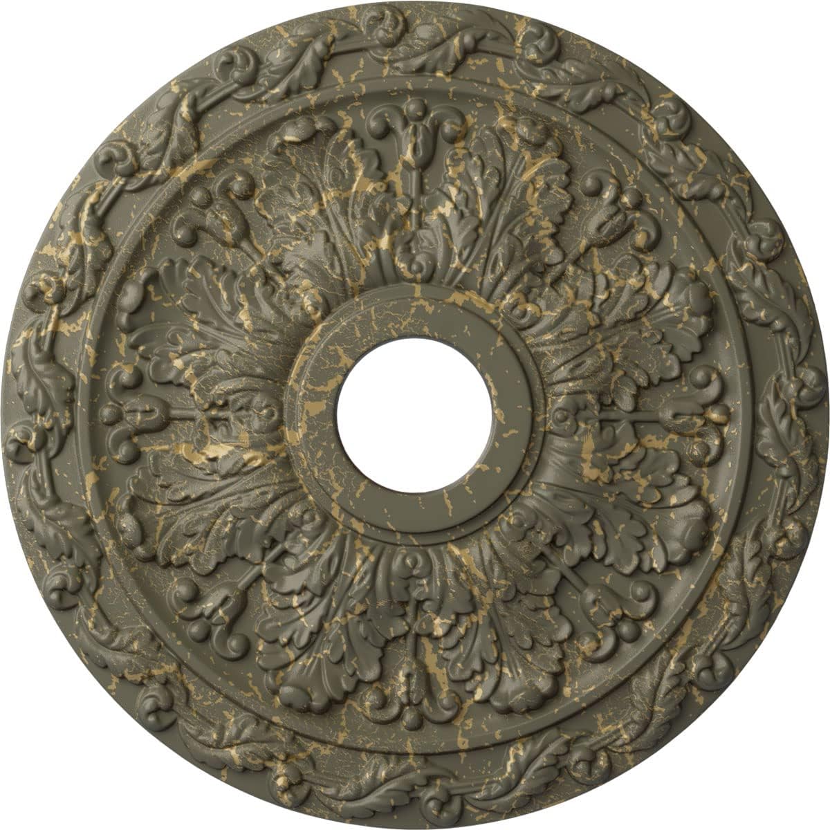 Ekena Millwork CM19SPWHC Spring Leaf Ceiling Medallion, 19 7/8 OD x 3 5/8 ID x 1 1/4 P, Witch Hazel Crackle