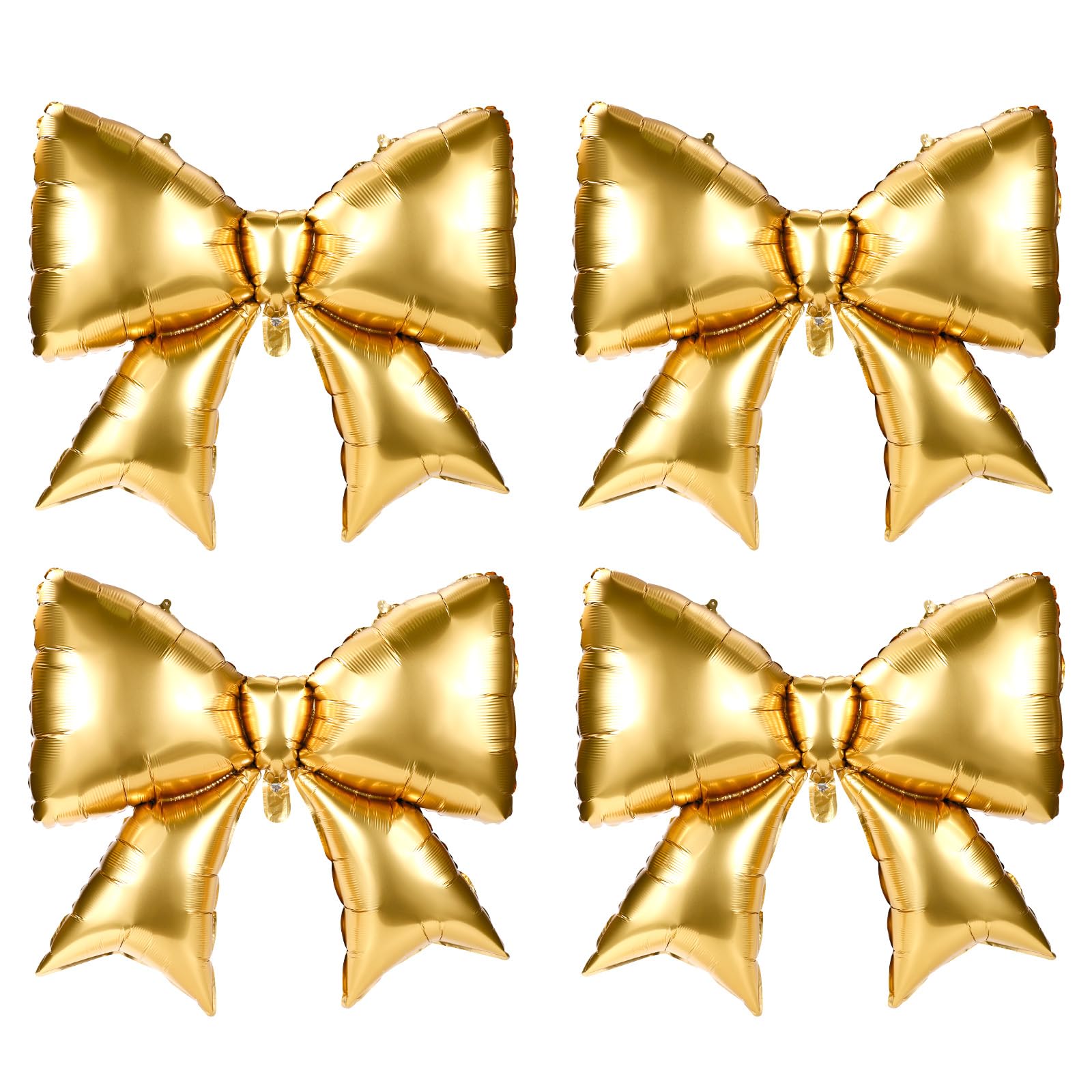 4pcs Bow Balloons, 38.58x29.53 Inch/98x75cm Aluminum Foil Giant Rosette Balloon Birthday Decoration for Bridal Shower Baby Shower Engagement Bachelorette Graduation Party Supplies (Gold) — image 1