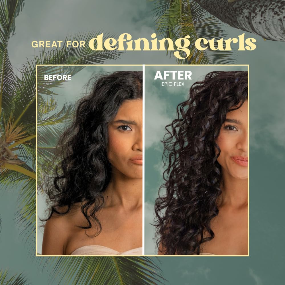 The Beachwaver Co. Epic Flex Styling Gel - Full Size (4 Oz) | Lightweight, Plant-Based Vegan Hair Gel w/Rice Protein & Botanicals | Flexible Hold, Frizz Control, Style Definition | Bali Beach Night