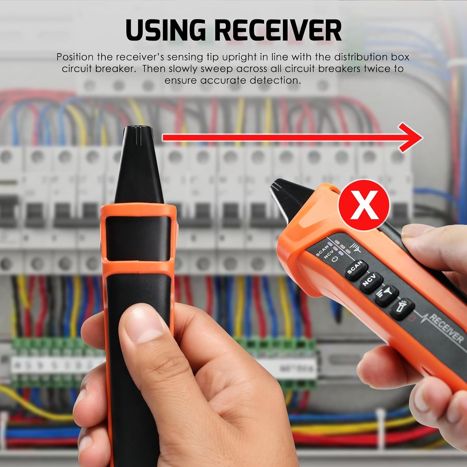 Rechargeable Circuit Breaker Finder & Electrical Circuit Tracer with GFCI Outlet Tester, NCV Voltage Detector, LCD Display, Flashlight, Audible/Visible Alerts, Carrying Case & 3 Adapters, 90-135V AC