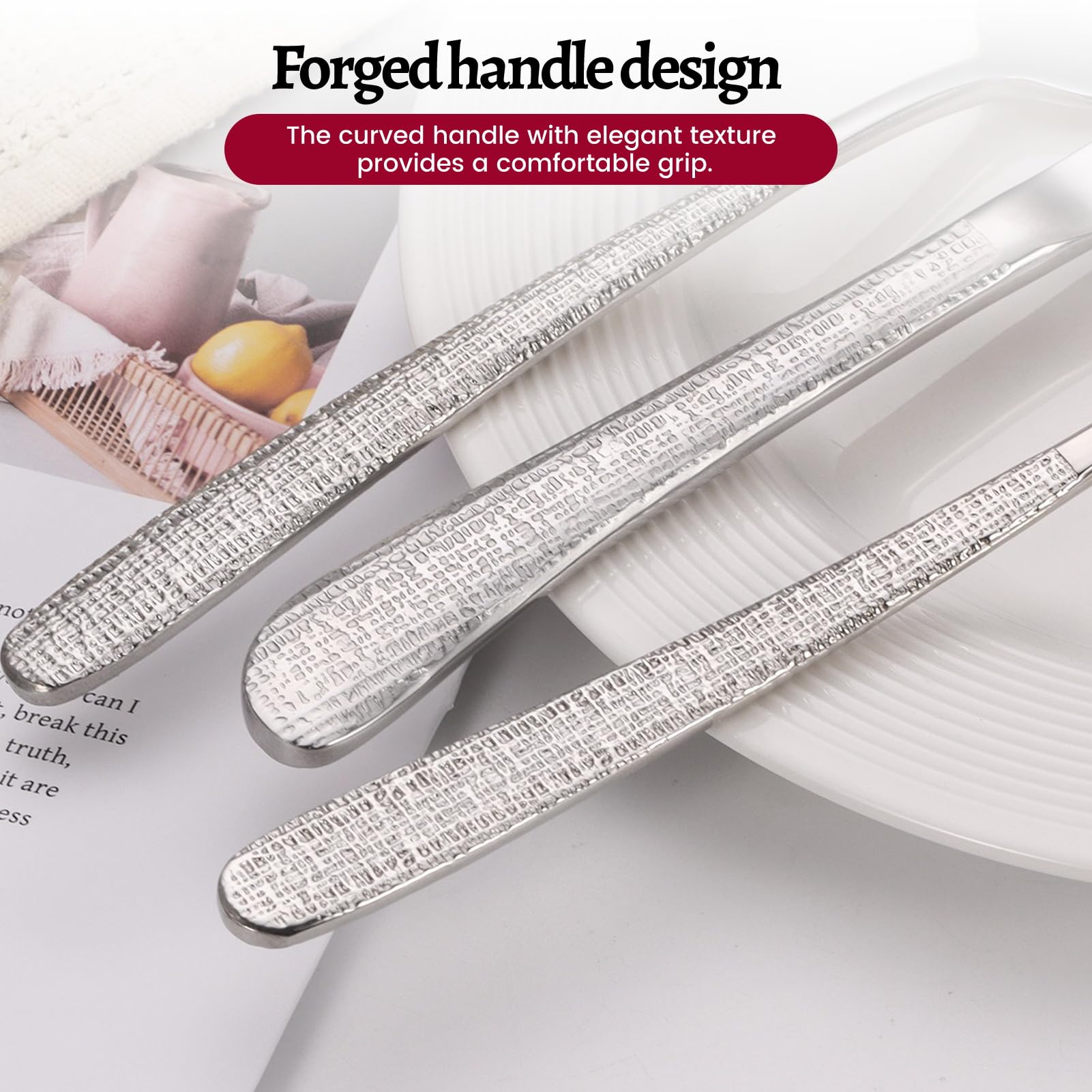 Besteckset Besteck Set 18/10 Edelstahl, Messer Gabel Löffel Enthalten, Elegant Langlebig Geschirr, Tabellengeschirr Für Zuhause, Hotel, Restaurant, Neues Haus (Set B,30pcs)