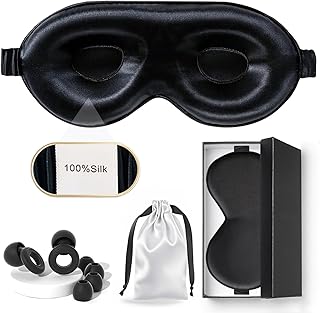 100% Mulberry Silk Sleep Mask as Your Ultimate Silk Eye Mask for Sleeping | Adjuster-Free 3D Contour for Petite Heads (21-23") | Zero Pressure Design | Yueerbao (Black)
