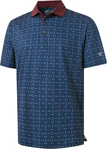 M MAELREG Golf Shirts for Men Short Sleeve Print Patterns Moisture Wicking Performance Lightweight Collared Mens Polo Shirts