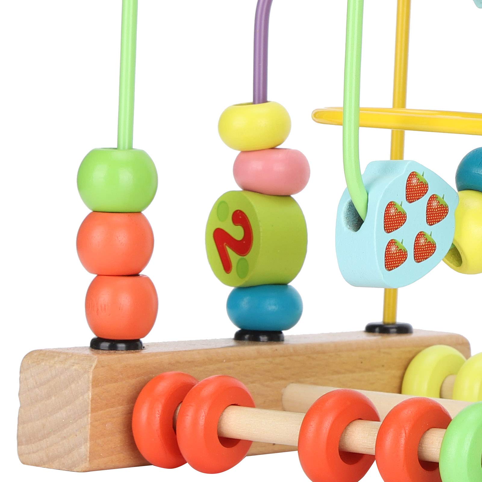 Juguete Educativo de Laberinto de Cuentas de Madera con Patrón Colorido de Transferencia de Calor para Juegos de Interior para Niños Pequeños, Material Ecológico para Aprendizaje y